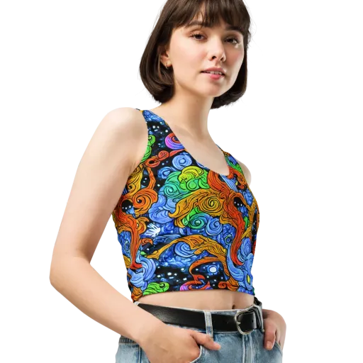 Blue Flame Orbit on a Crop Top