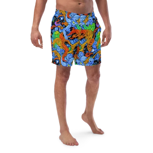 Blue Flame Orbit on a Swim Trunks