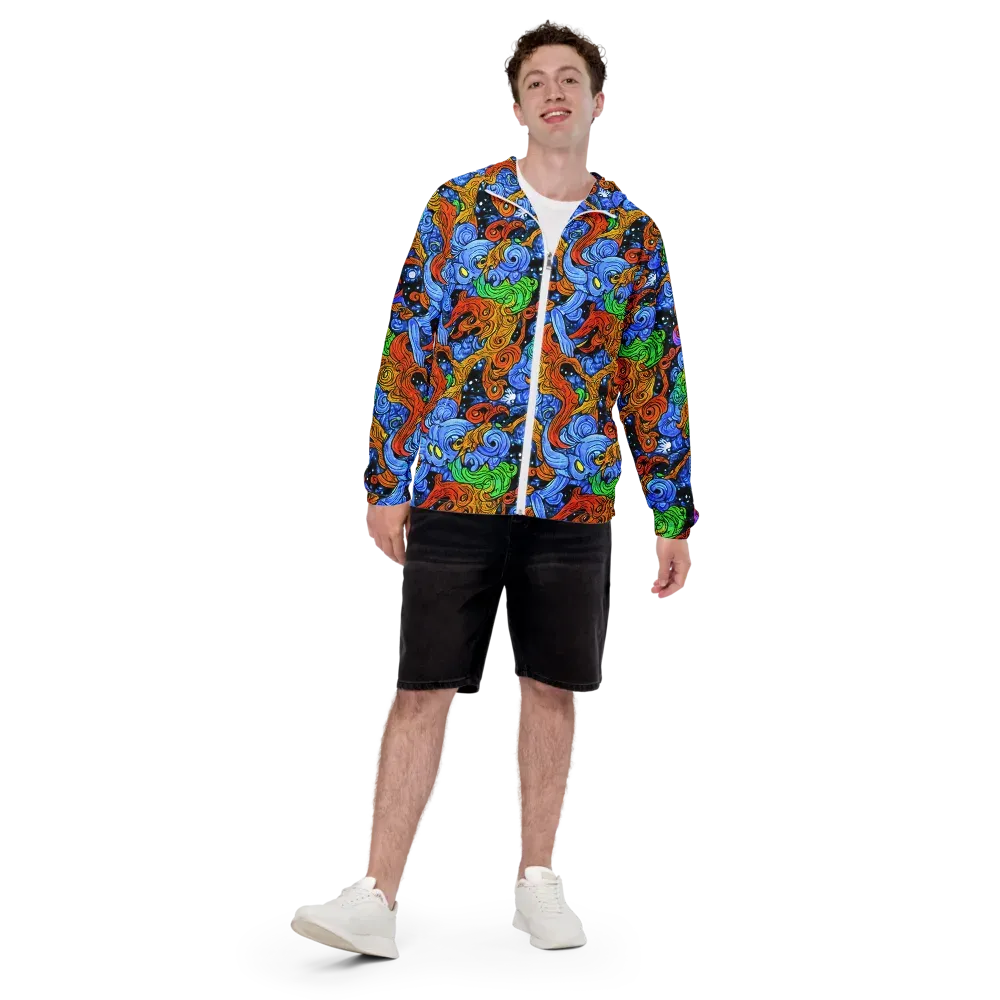 Blue Flame Orbit on Men's Windbreaker — Front