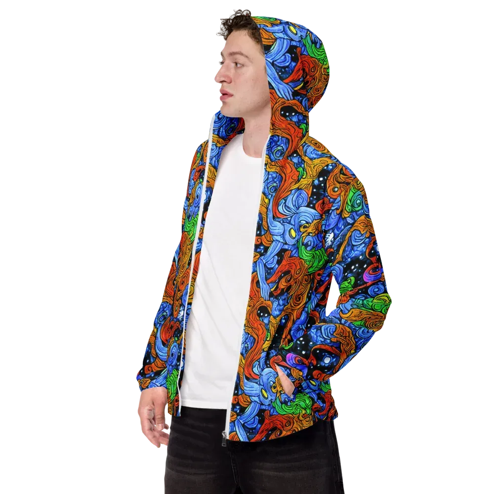 Blue Flame Orbit on Men's Windbreaker — Left Front