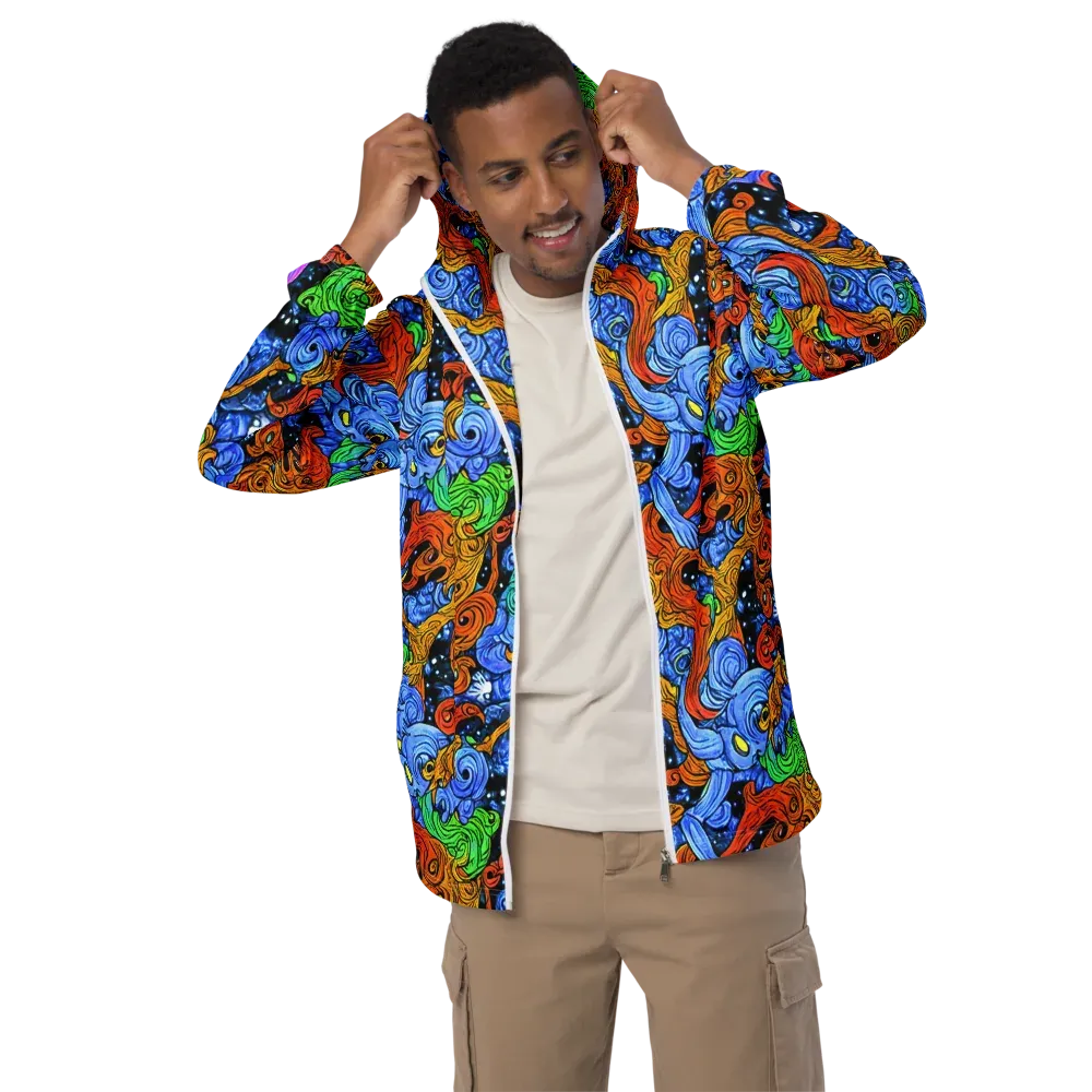 Blue Flame Orbit on Men's Windbreaker — Front