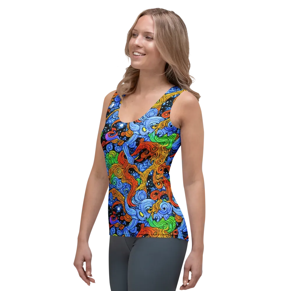 Blue Flame Orbit on Women's Tank Top — Left Front