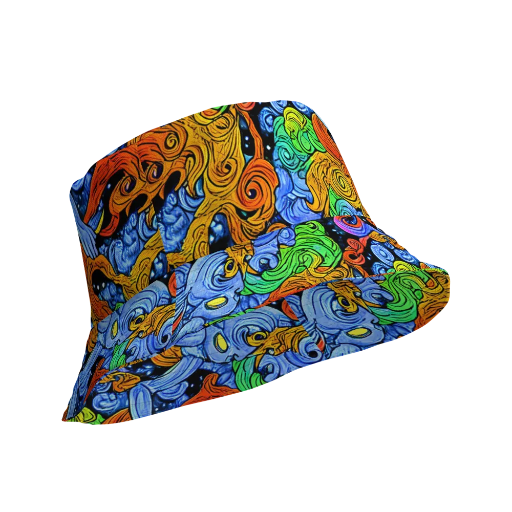 Blue Flame Orbit on Reversible Bucket Hat — Product details Outside