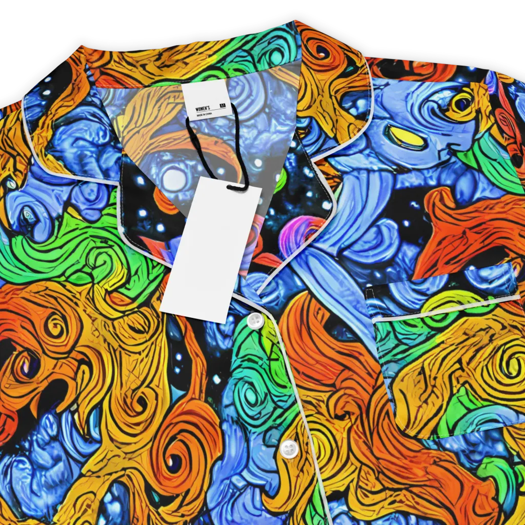 Blue Flame Orbit on Women's Short Sleeve Pajama Top — Product details