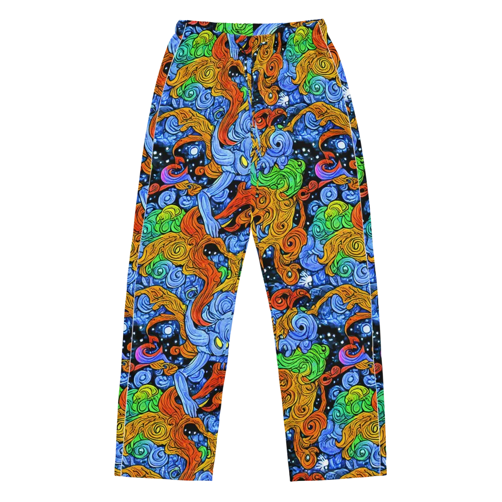 Blue Flame Orbit on Women's Pajama Pants — Front