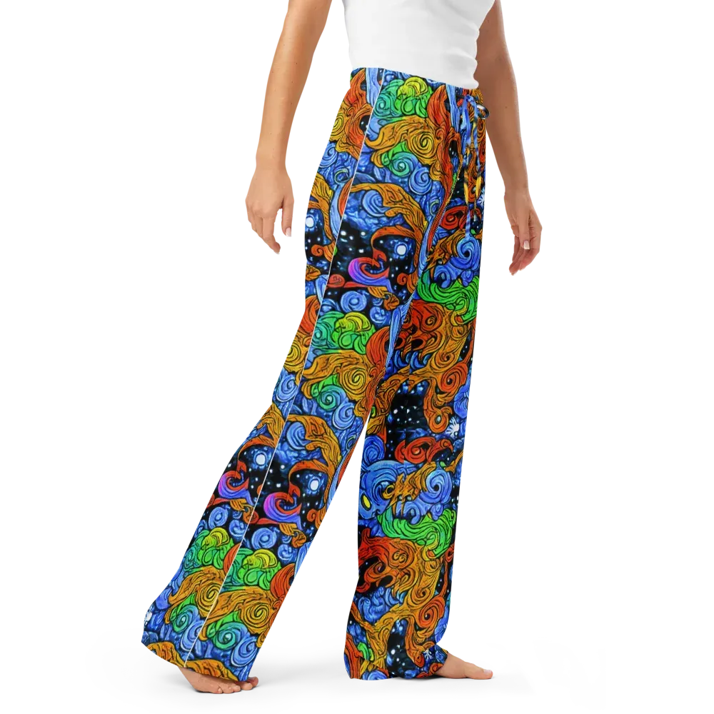 Blue Flame Orbit on Women's Pajama Pants — Right Front