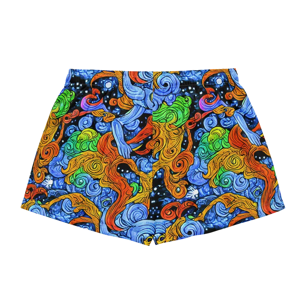 Blue Flame Orbit on Women's Pajama Shorts — Back