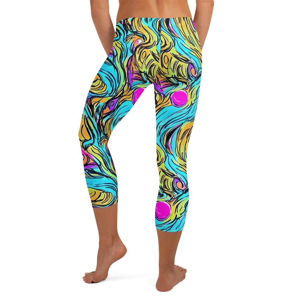 Liquid Neon on Capri Leggings — Back