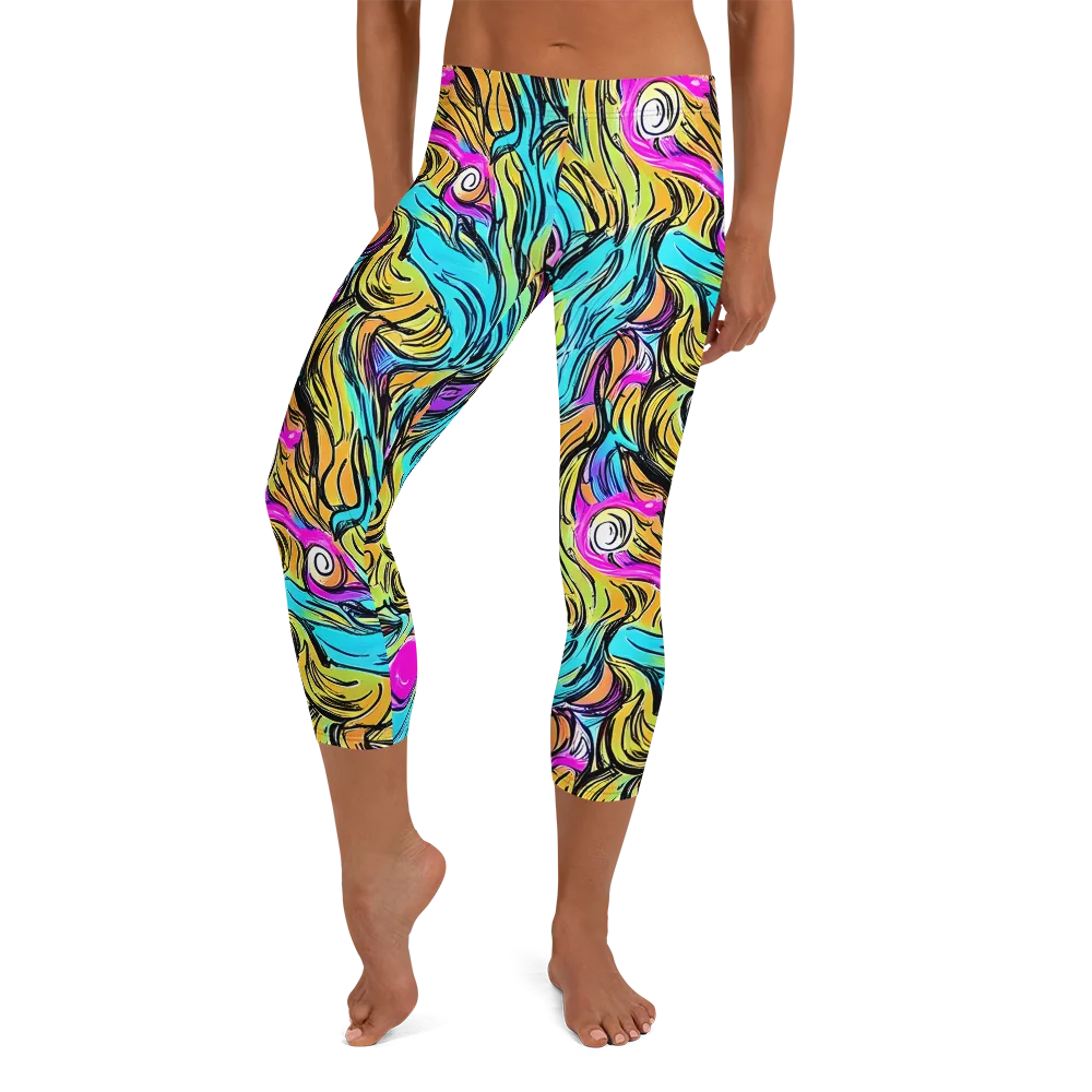 Liquid Neon on Capri Leggings — Front