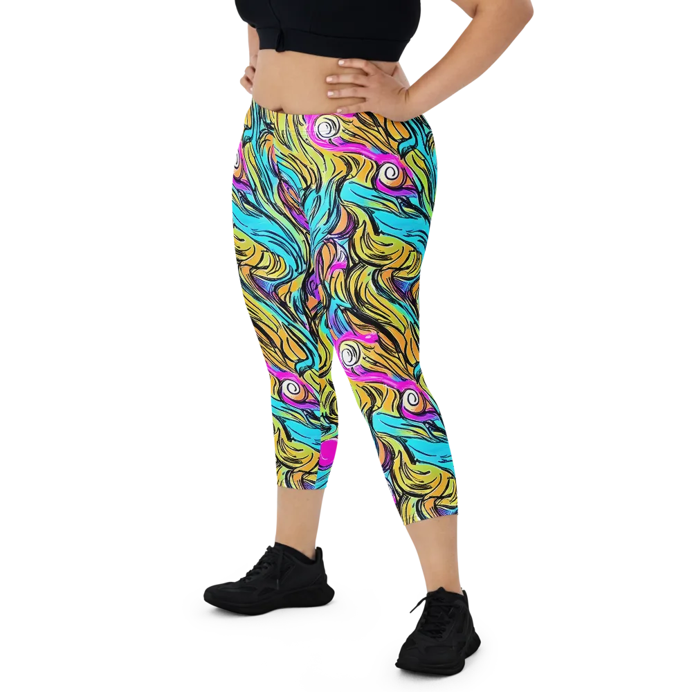 Liquid Neon on Capri Leggings — Front