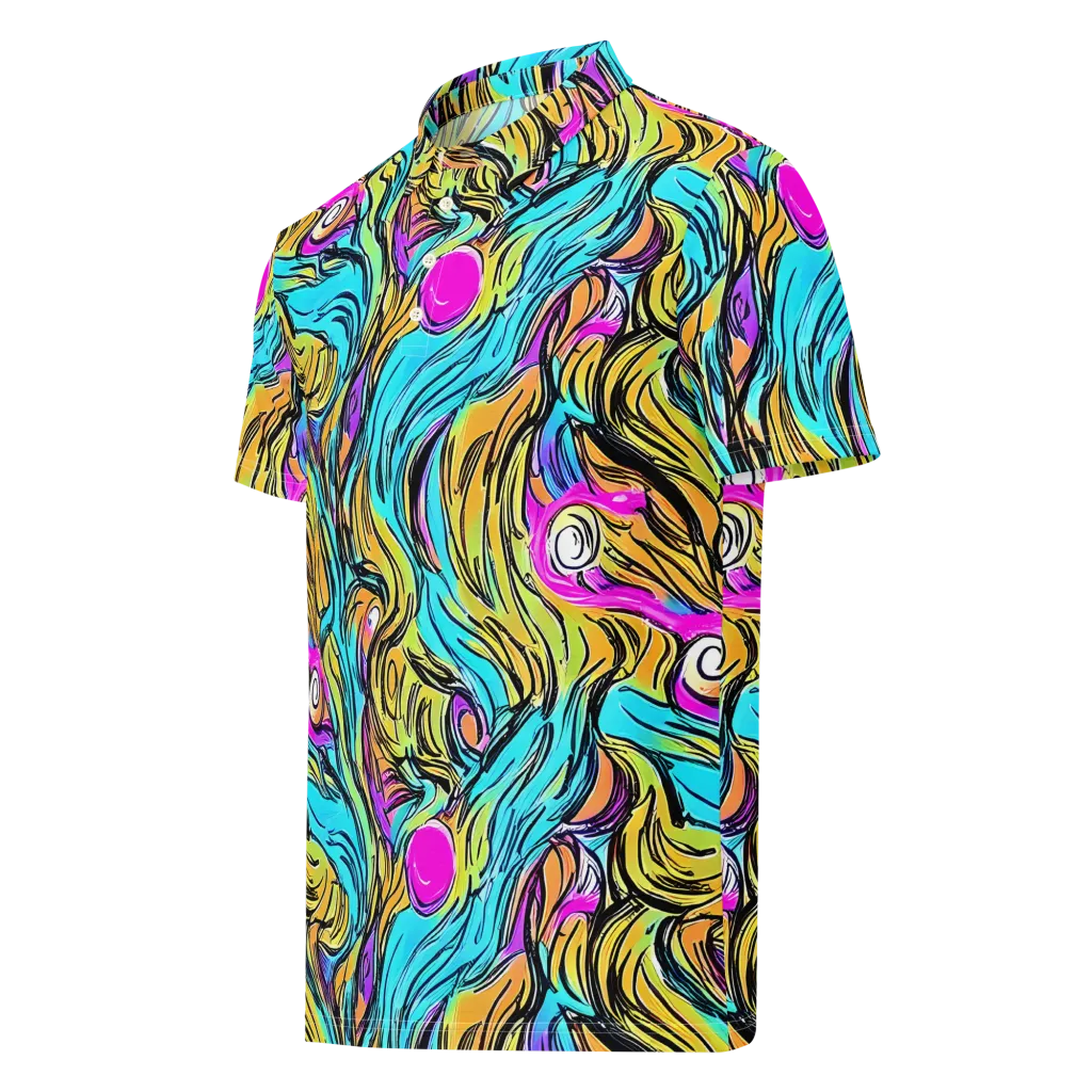 Liquid Neon on Men's Slim Fit Polo Shirt — Left Front