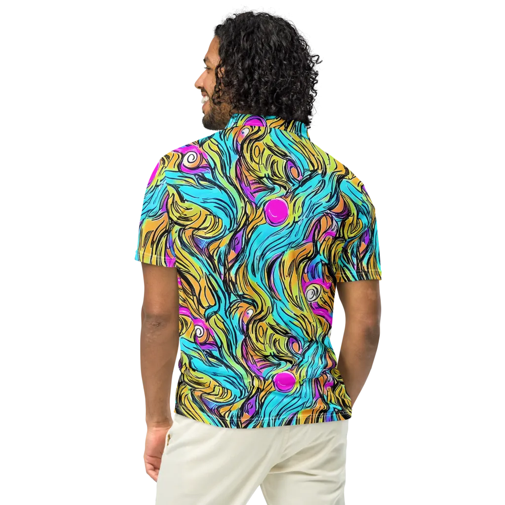 Liquid Neon on Men's Slim Fit Polo Shirt — Back