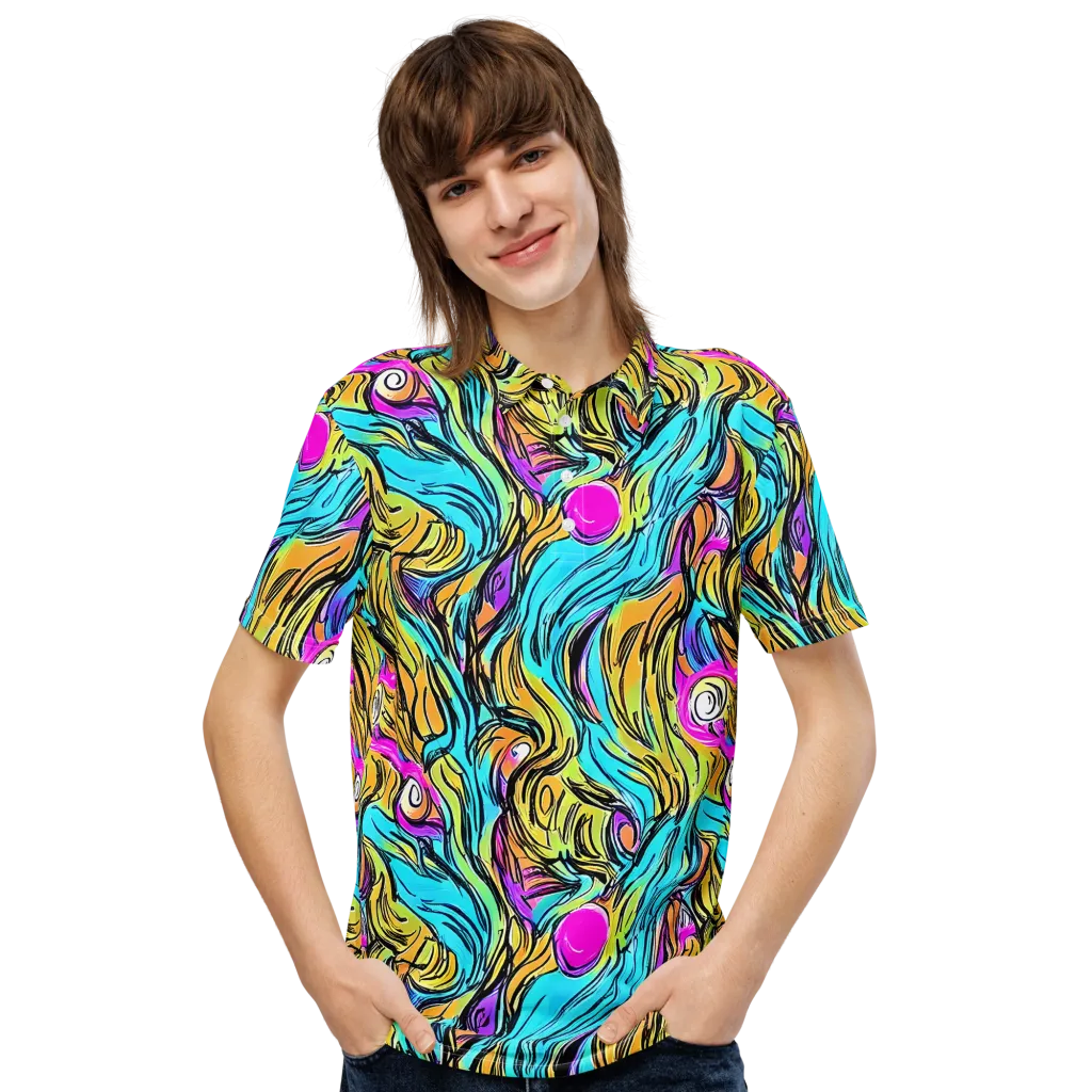 Liquid Neon on Men's Slim Fit Polo Shirt — Front