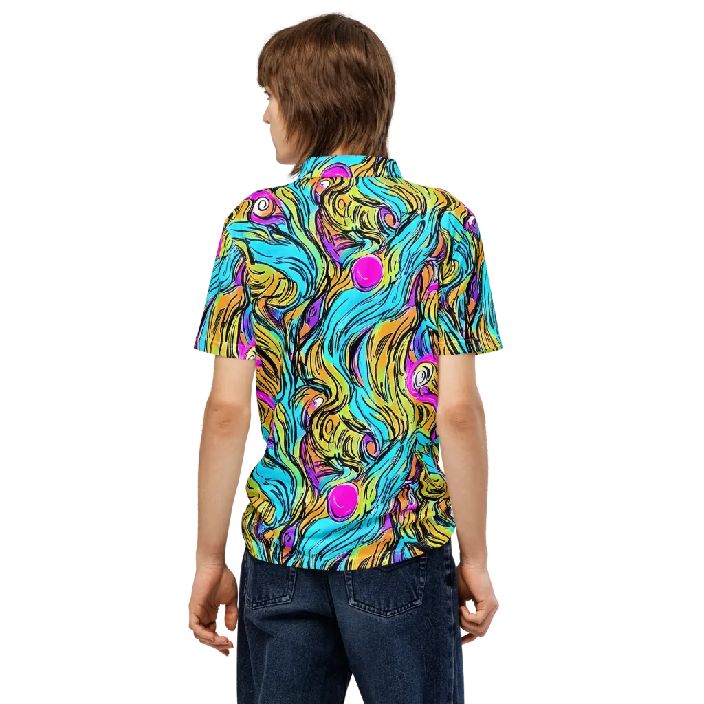 Liquid Neon on Men's Slim Fit Polo Shirt — Back