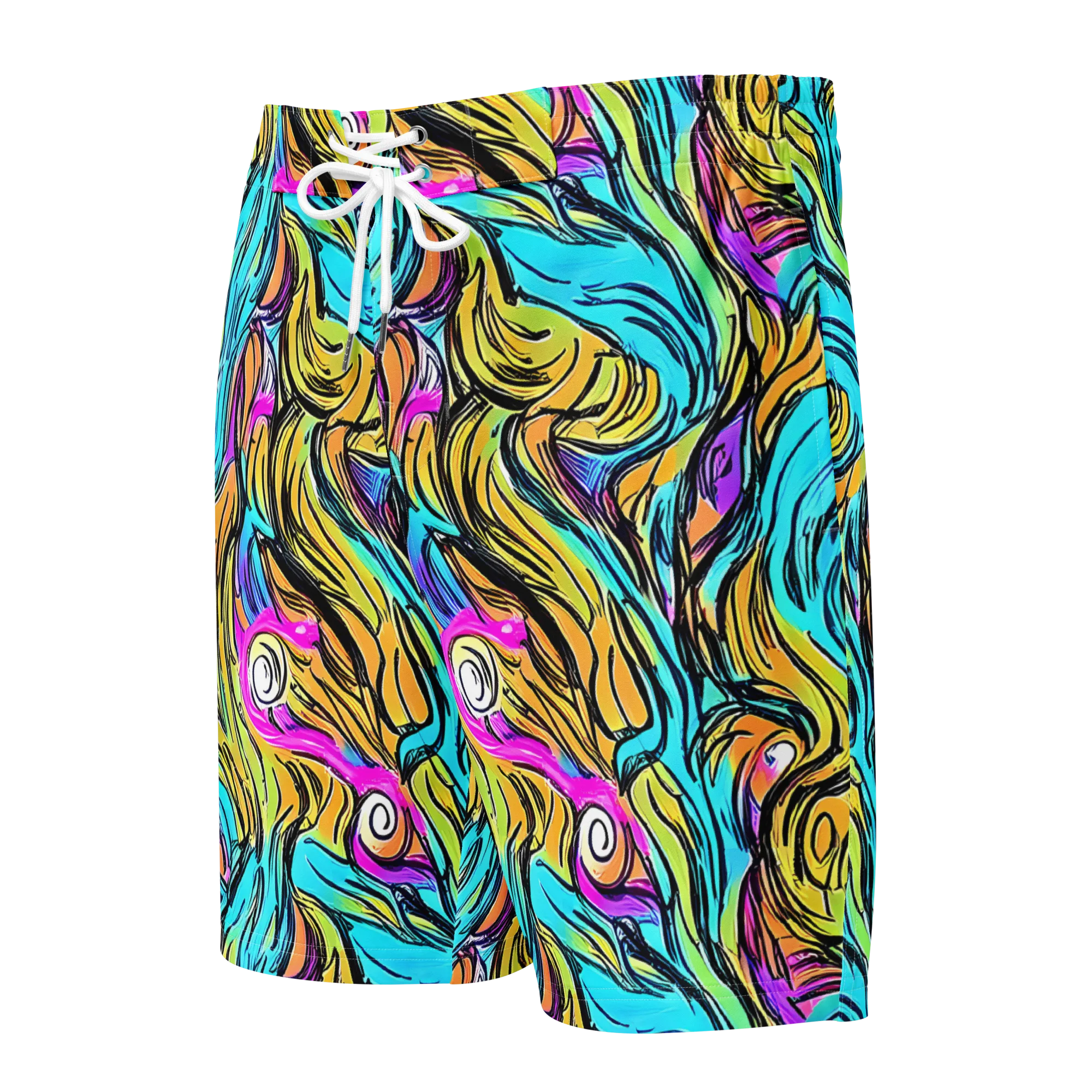 Liquid Neon on Men's Board Shorts — Front