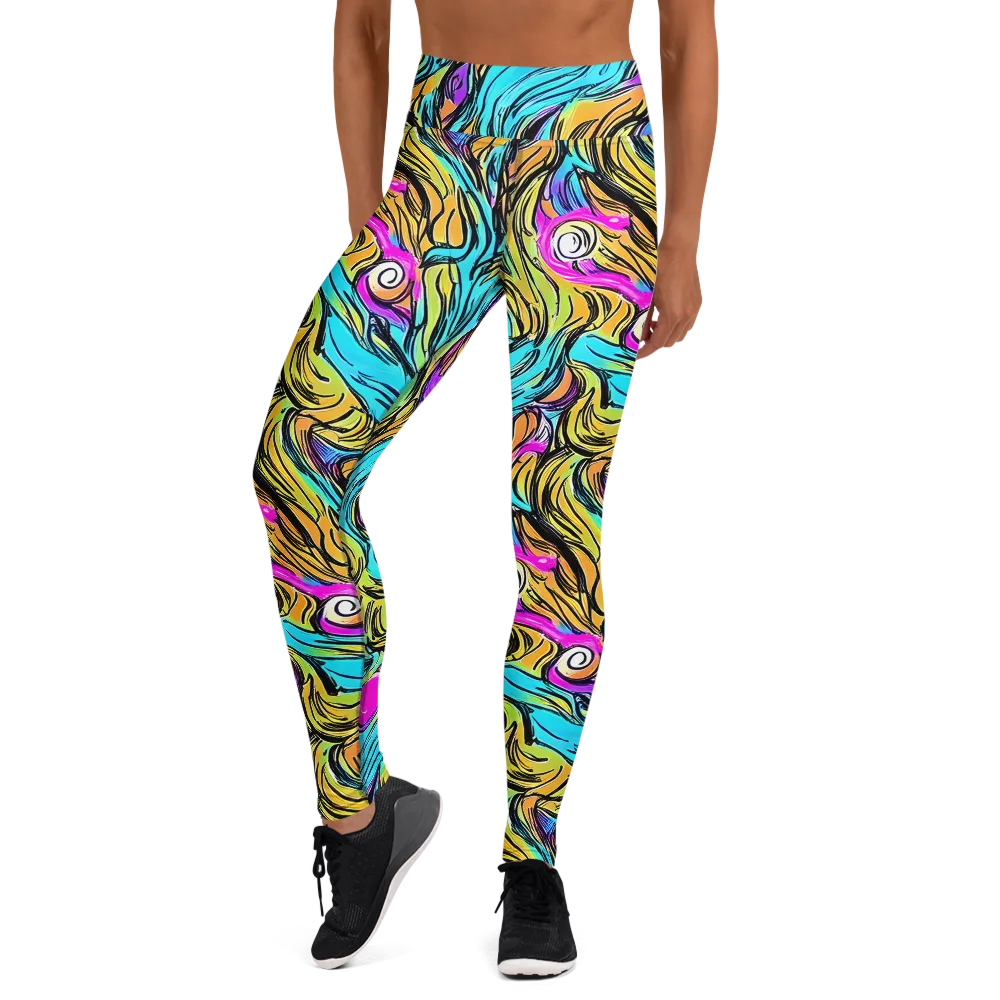 Liquid Neon on Yoga Leggings — Front