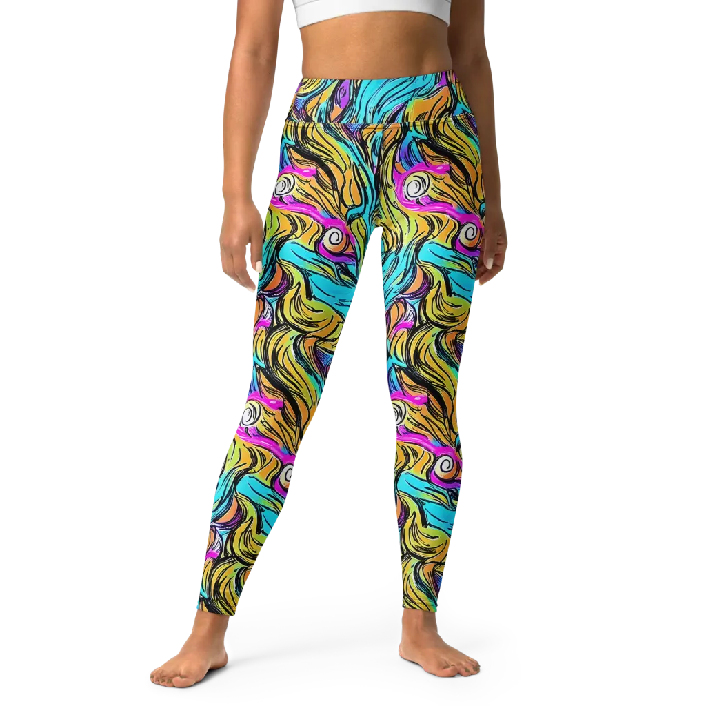 Liquid Neon on Yoga Leggings — Front