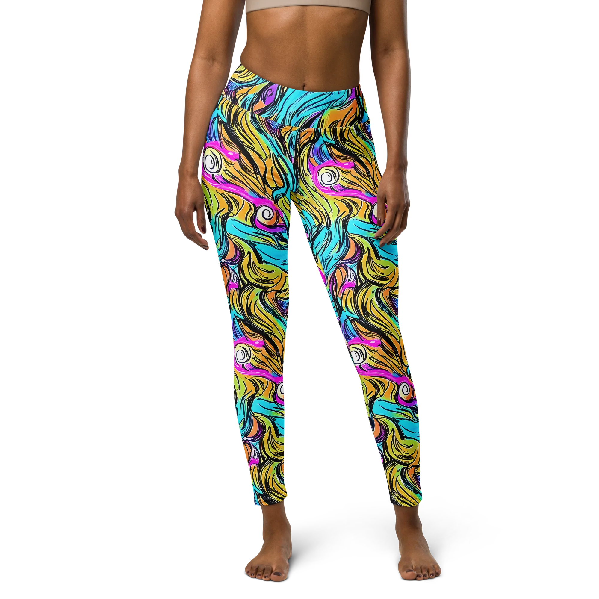 Liquid Neon on Yoga Leggings — Front