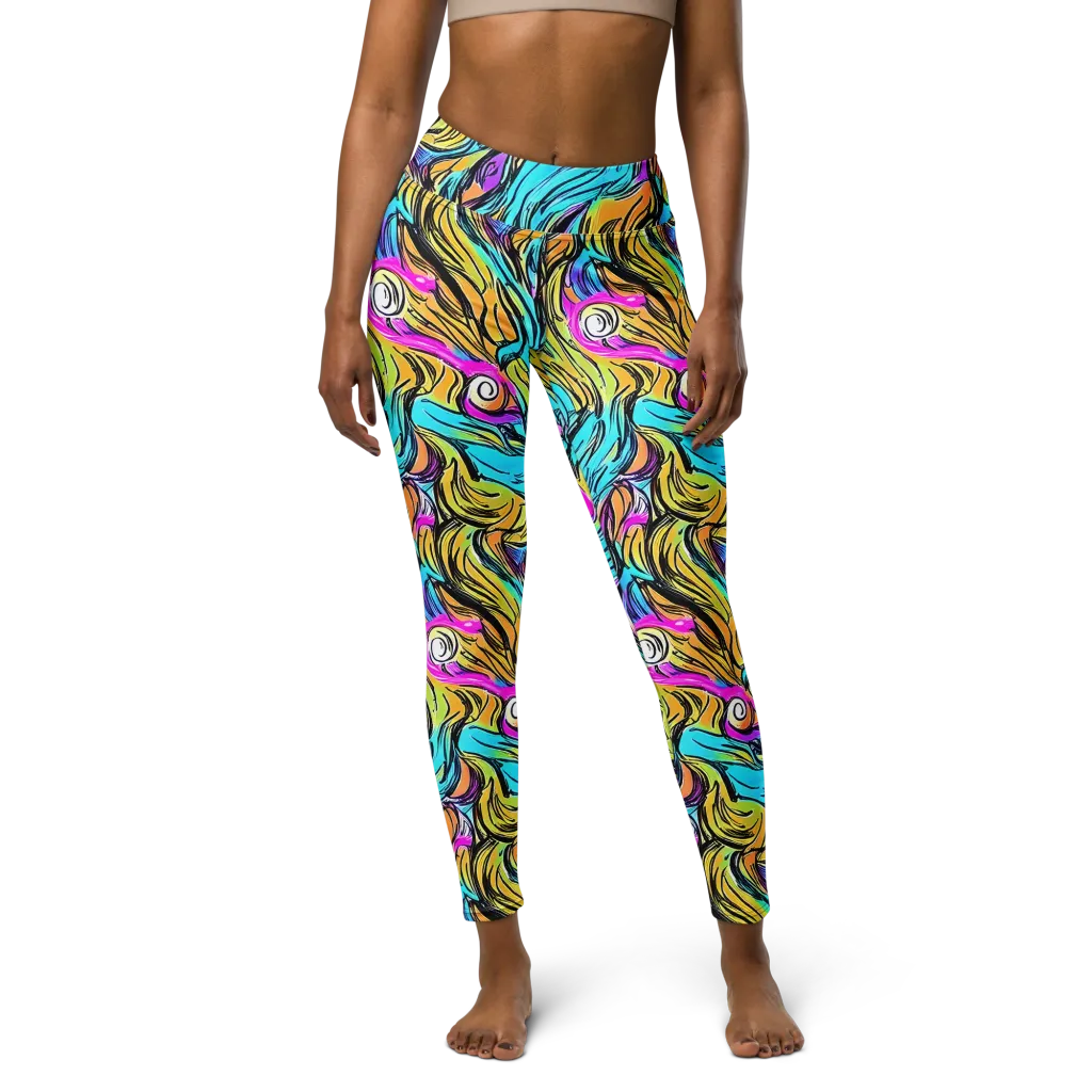 Liquid Neon on Yoga Leggings — Front