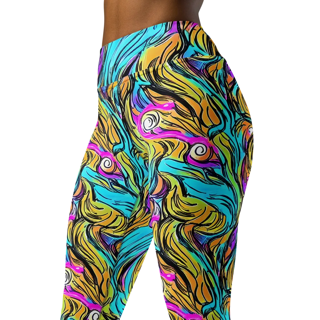 Liquid Neon on Yoga Leggings — Left Front