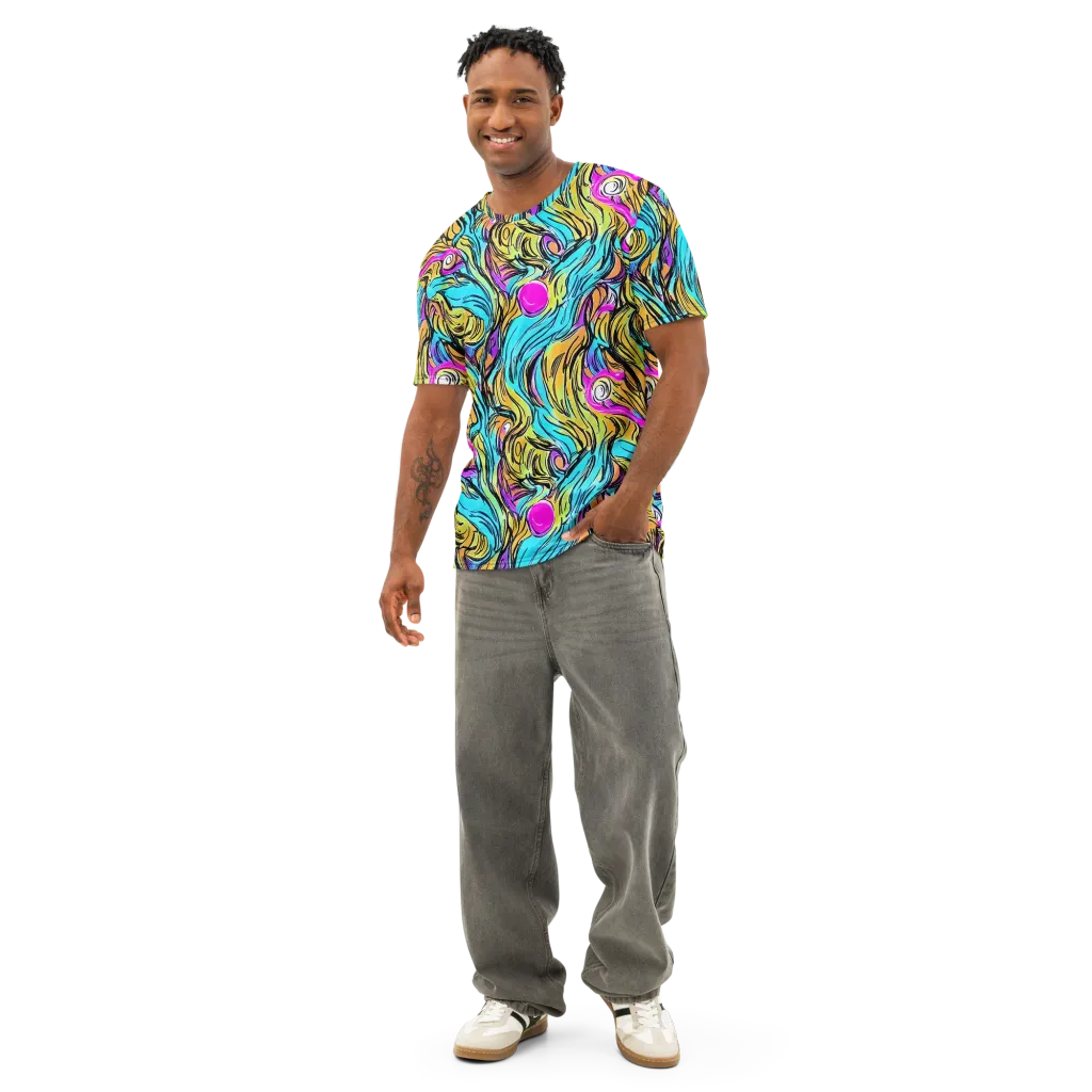 Liquid Neon on Men's Cotton Crew Neck T-Shirt — Front