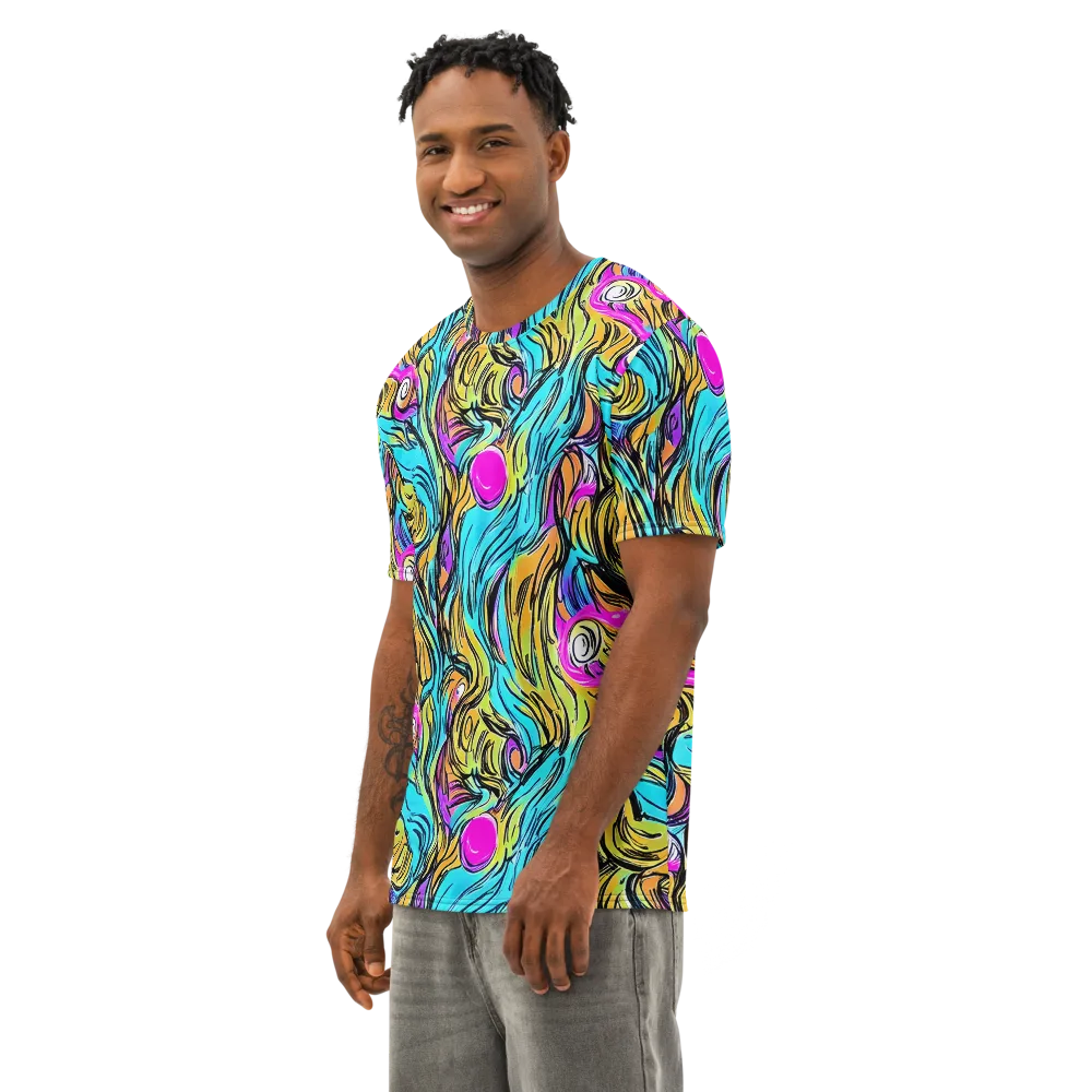 Liquid Neon on Men's Cotton Crew Neck T-Shirt — Left Front