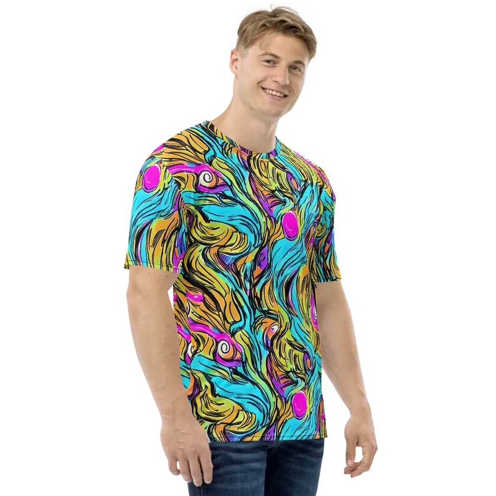 Liquid Neon on Men's Crew Neck T-Shirt — Right