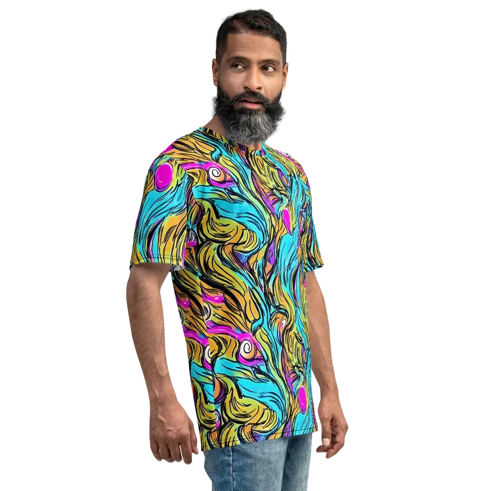 Liquid Neon on Men's Crew Neck T-Shirt — Right