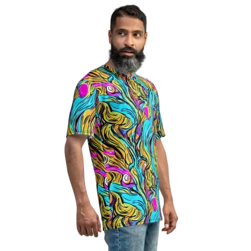 Liquid Neon on a Men's Crew Neck T-Shirt