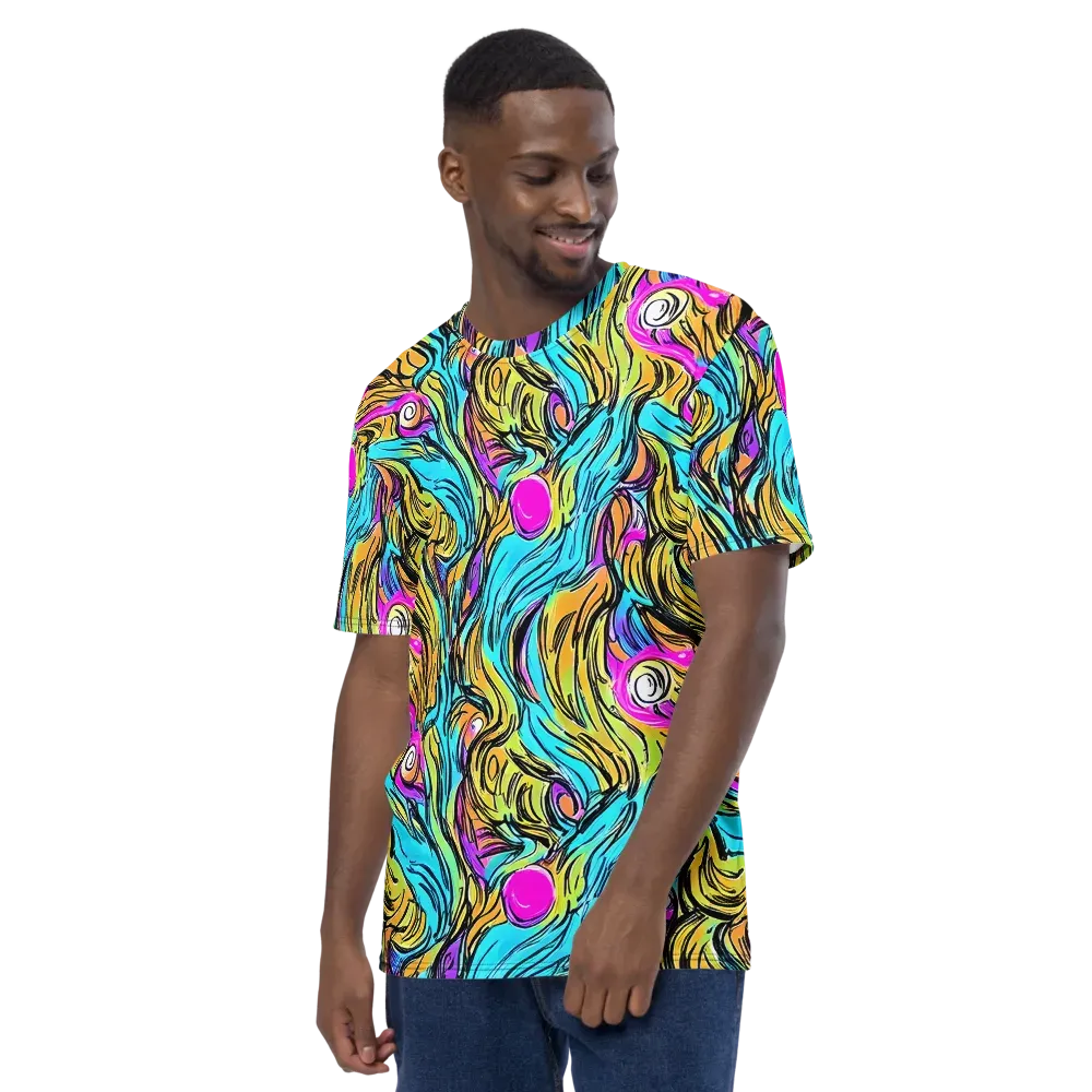 Liquid Neon on Men's Crew Neck T-Shirt — Left