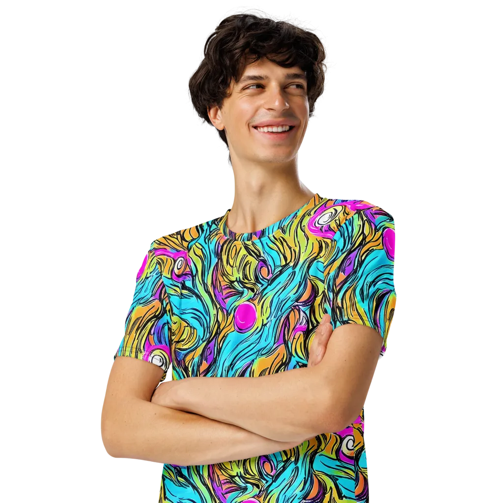 Liquid Neon on Men's Crew Neck T-Shirt — Left Front