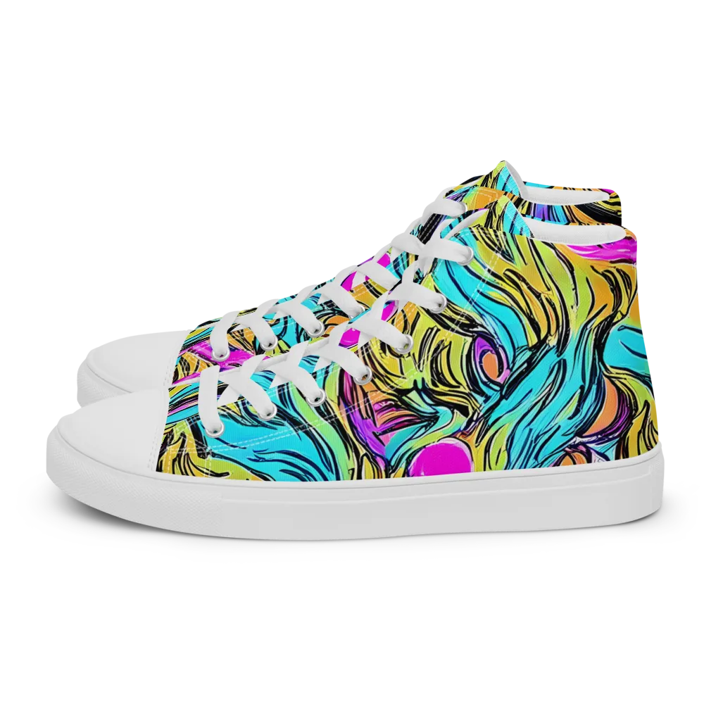 Liquid Neon on Men's High Top Canvas Shoes — Left