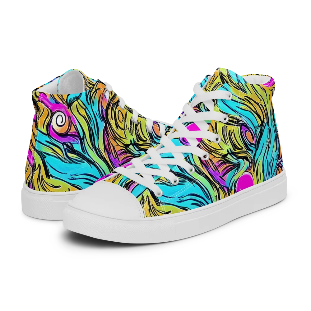Liquid Neon on Men's High Top Canvas Shoes — Left