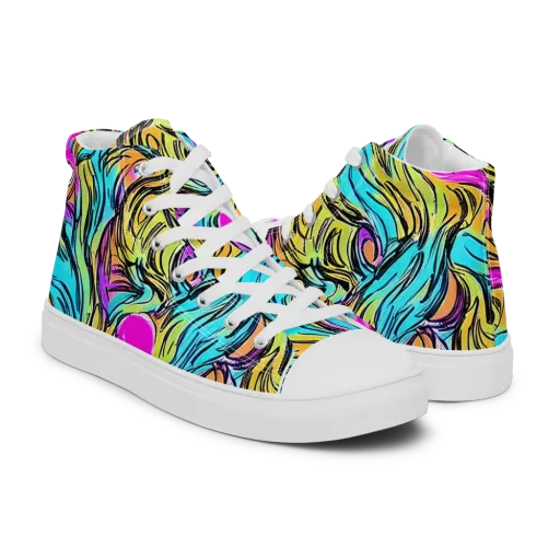 Liquid Neon on a Men's High Top Canvas Shoes