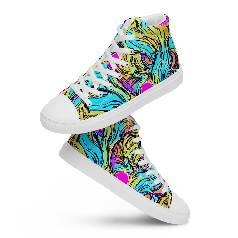 Liquid Neon on Men's High Top Canvas Shoes — Front