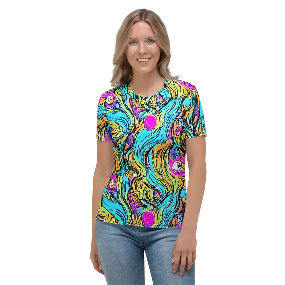 Liquid Neon on Women's Crew Neck T-Shirt — Front