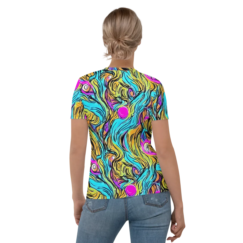 Liquid Neon on Women's Crew Neck T-Shirt — Back