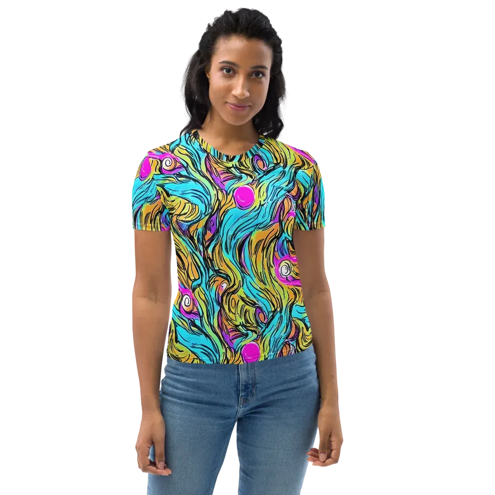 Liquid Neon on Women's Crew Neck T-Shirt — Front