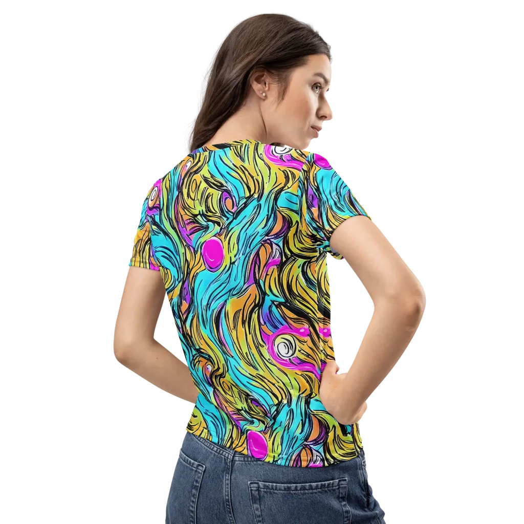 Liquid Neon on Women's Crew Neck T-Shirt — Back