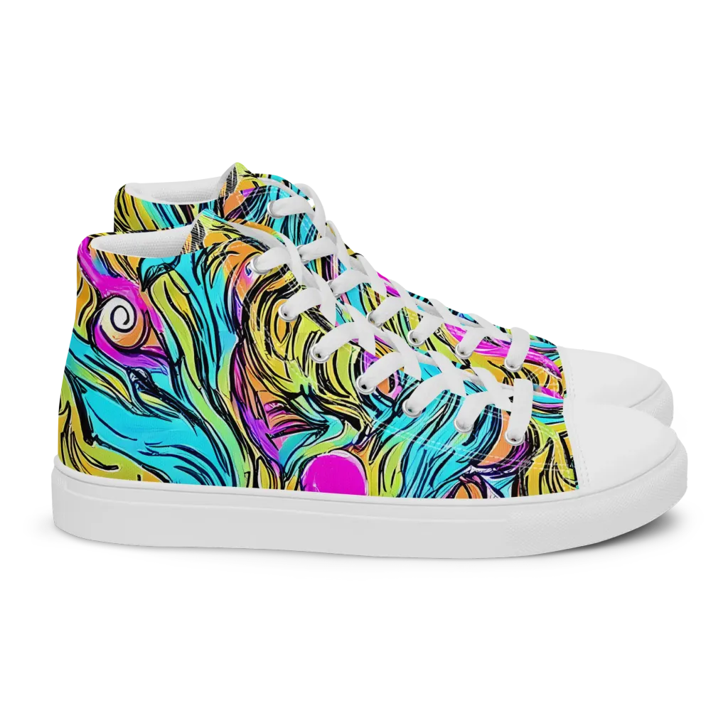 Liquid Neon on Women's High Top Canvas Shoes — Right