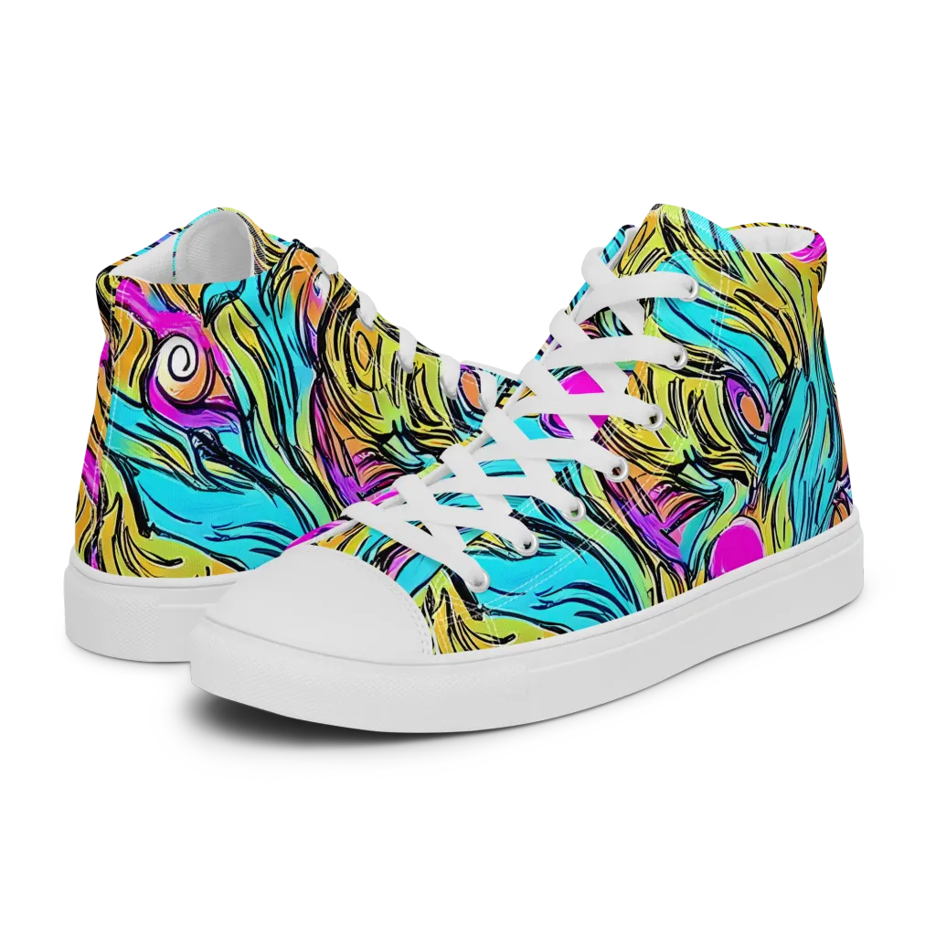 Liquid Neon on Women's High Top Canvas Shoes — Left