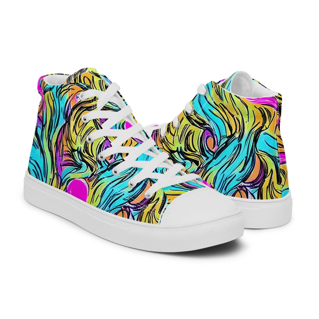 Liquid Neon on Women's High Top Canvas Shoes — Right