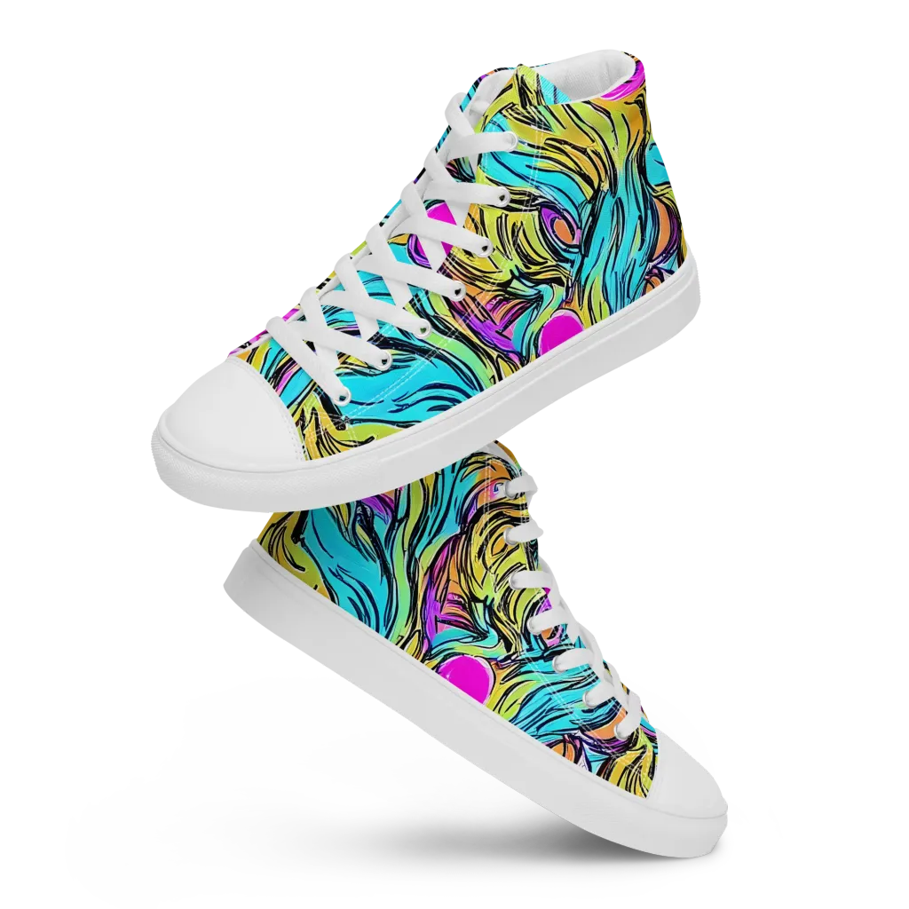 Liquid Neon on Women's High Top Canvas Shoes — Front