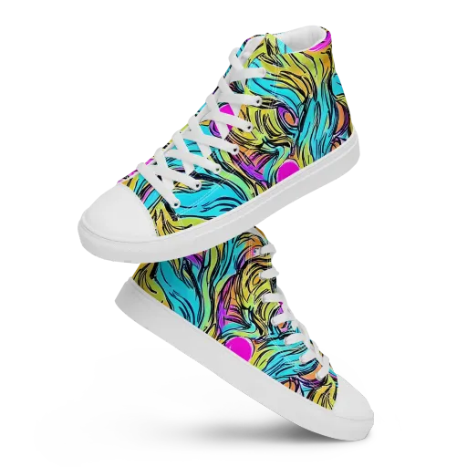 Liquid Neon on a Women's High Top Canvas Shoes