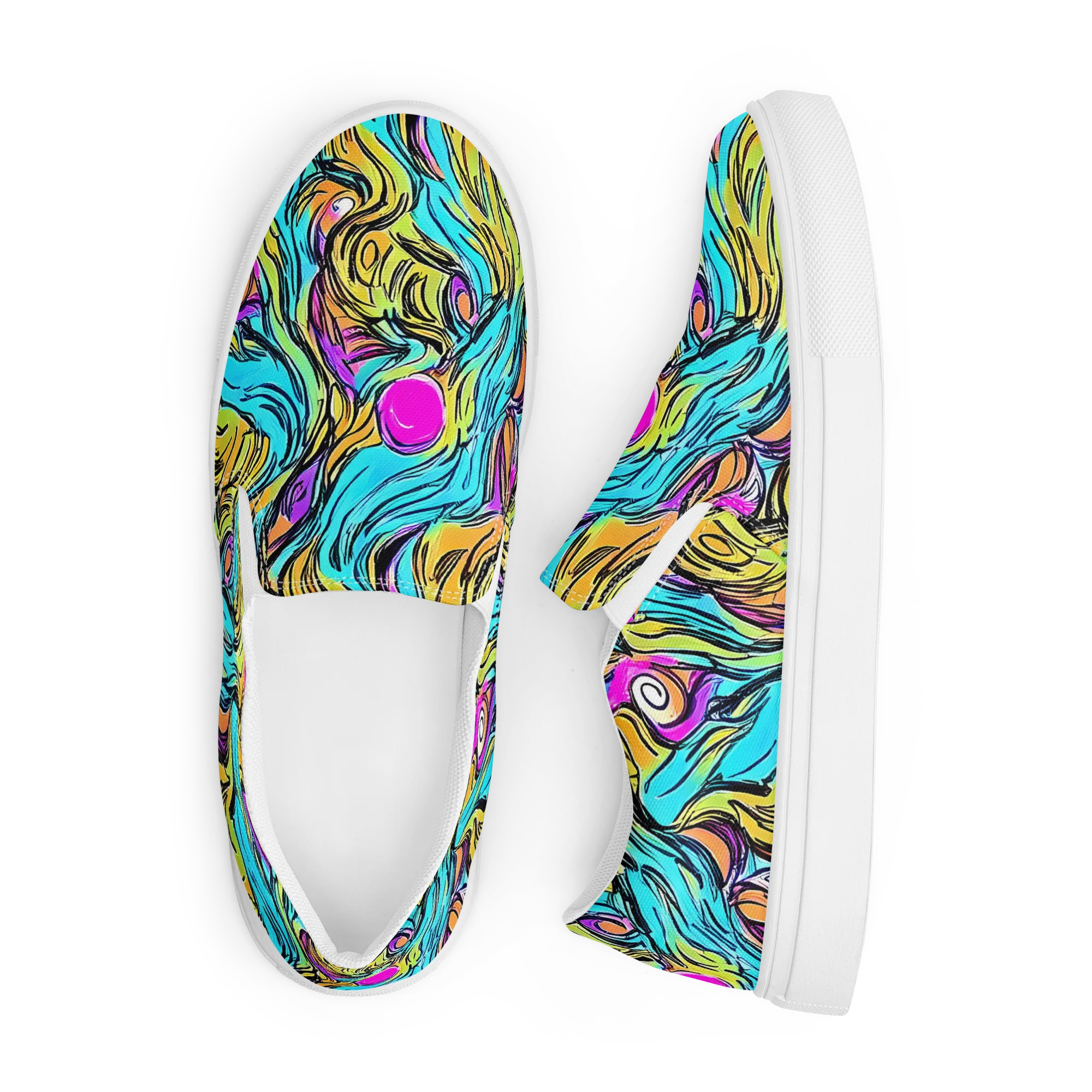 Liquid Neon on Men's Slip-On Canvas Shoes — Front