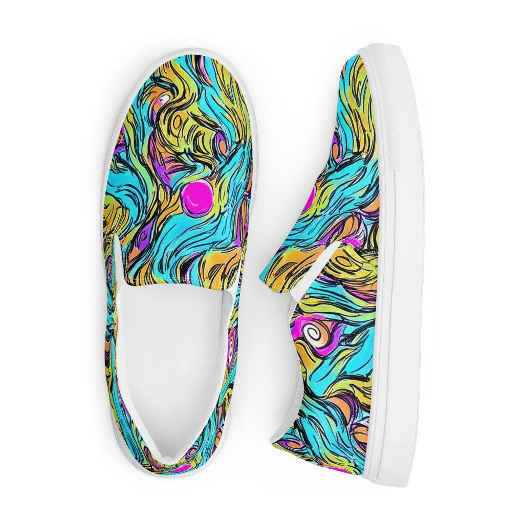 Liquid Neon on Men's Slip-On Canvas Shoes — Front