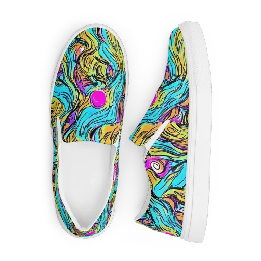 Liquid Neon on a Men's Slip-On Canvas Shoes