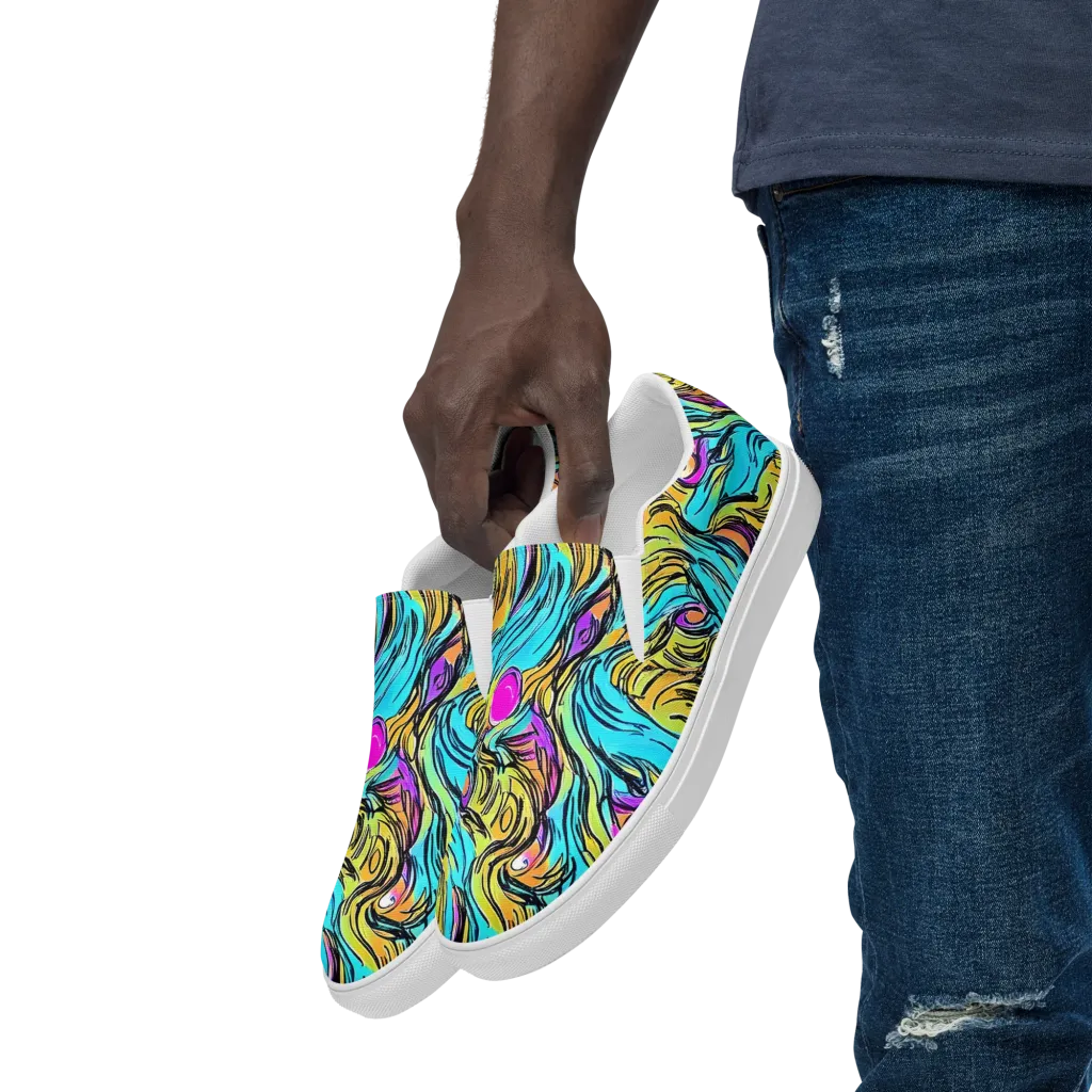 Liquid Neon on Men's Slip-On Canvas Shoes — Left Front