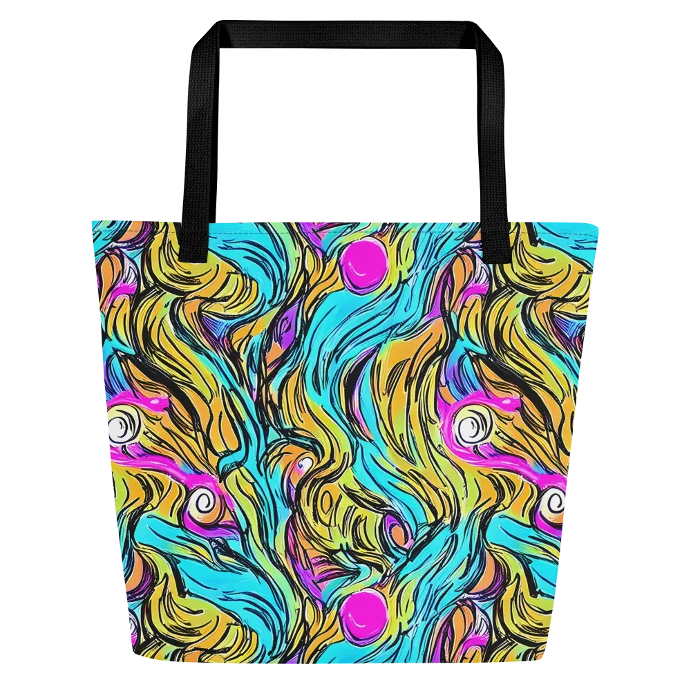Liquid Neon on Large Tote Bag W/ Pocket — Front