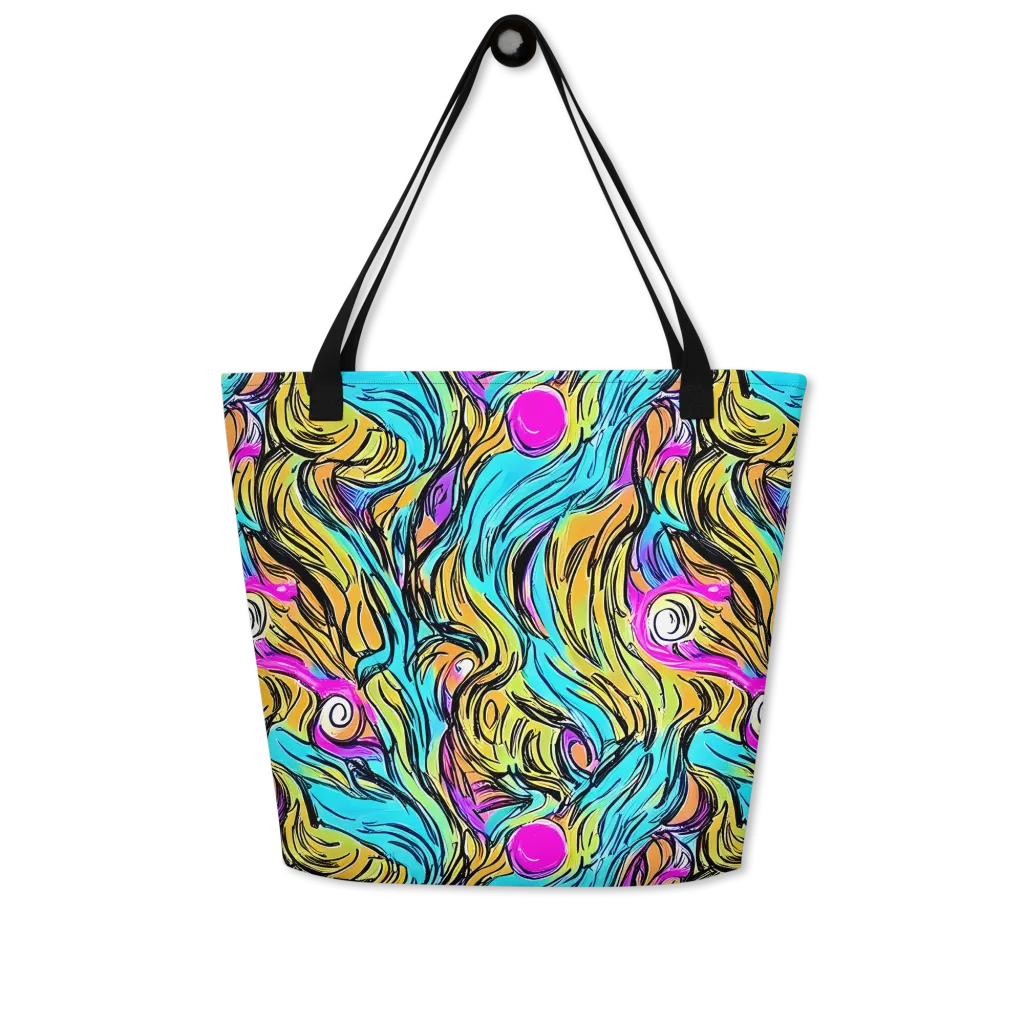 Liquid Neon on Large Tote Bag W/ Pocket — Front